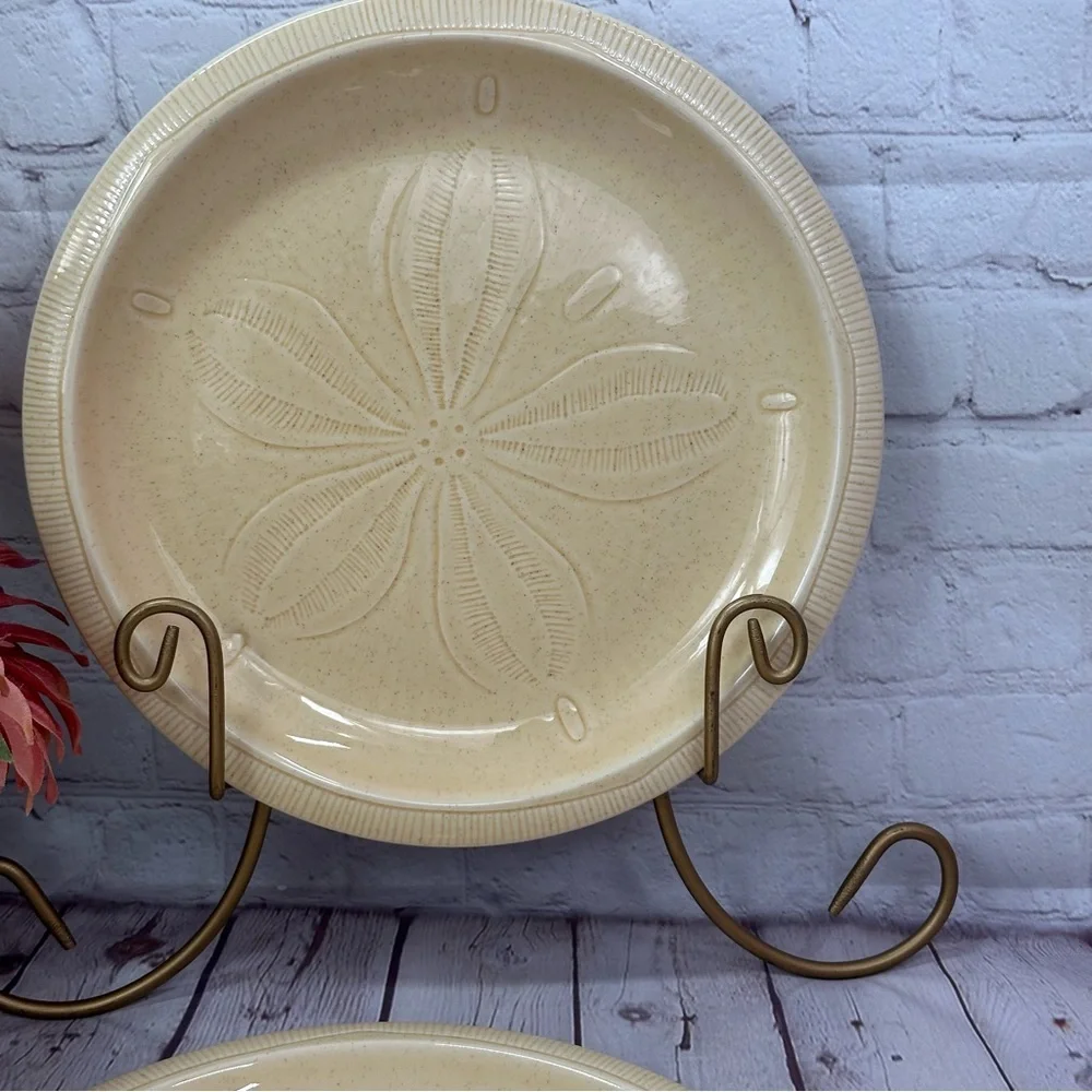 vtg Franciscan Sea Sculptures Sand dinner plate 2pc sand Dollar design beach